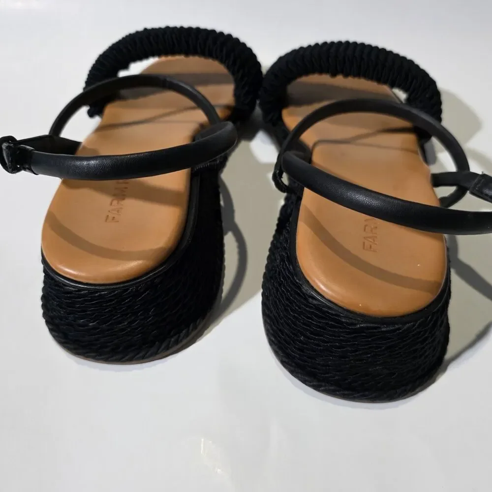 NEW FARM RIO Espadrille Wedge Sandal, Black Size 9